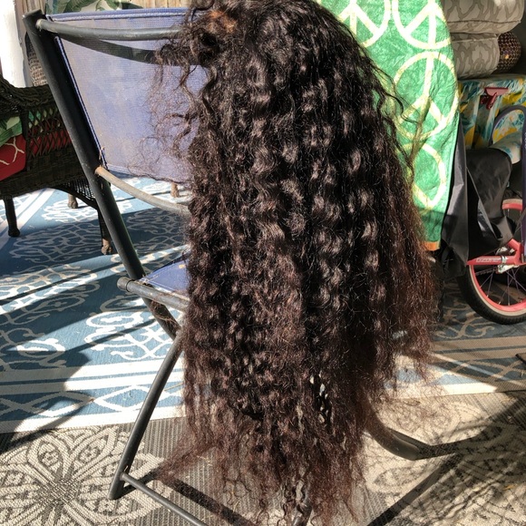 28” Choc Brown Curly Human Hair Wig Lace Front - Picture 3 of 14